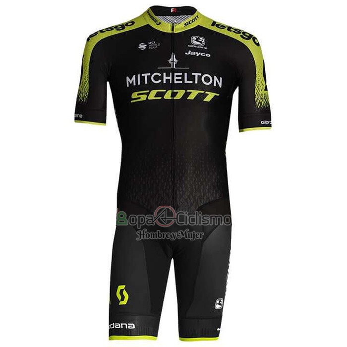 Mitchelton-scott Ropa Ciclismo Culotte Corto 2020 Mangas Cortas Negro AMarillo